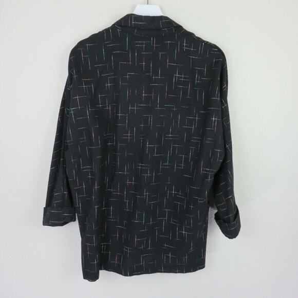 Vintage Black Patterned Lightweight Blazer - Junior's 9 - Picture 2 of 4